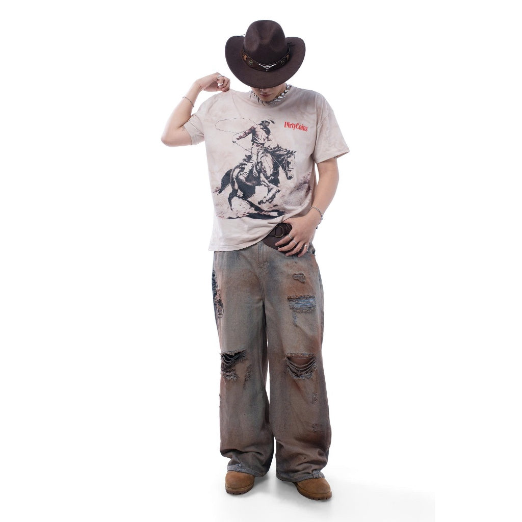 Áo Thun DirtyCoins Fade Relaxed Wild West Tan