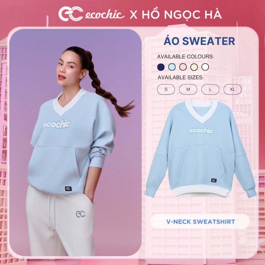 (APPRECIATION SALE) ECOCHIC V-NECK SWEATSHIRT Premium Authentic Quality Multi-Color B085
