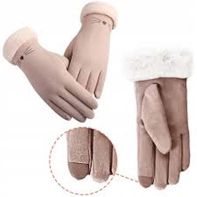 (QUÀ TẶNG) Găng Tay Giữ Ấm Lót Lông Thiết Kế Tai Mèo Đáng Yêu – Găng Tay Nữ Mùa Đông Mềm Mịn A982