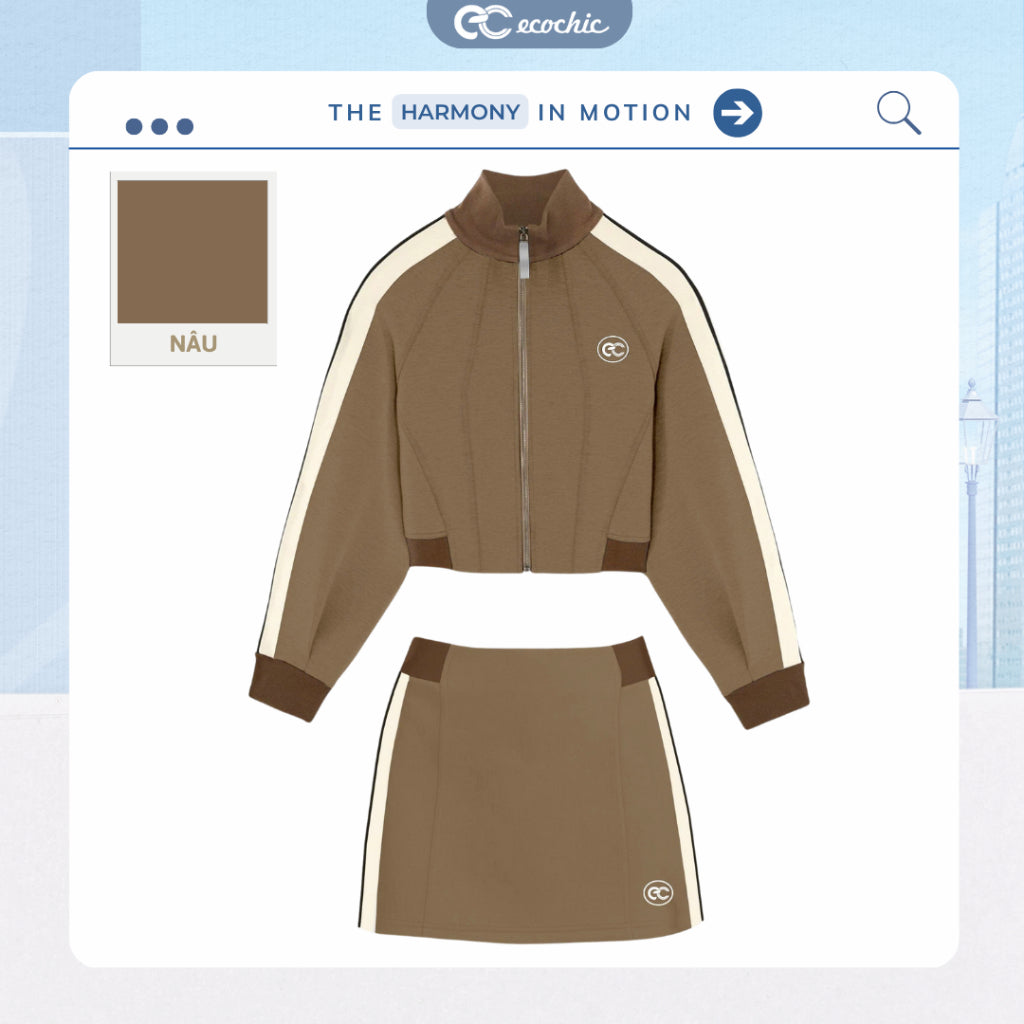 ECOCHIC FASHION Striped Skirt and Pants Set, Dynamic Sportswear, High Quality, Soft Material HNH B210 B211 B212