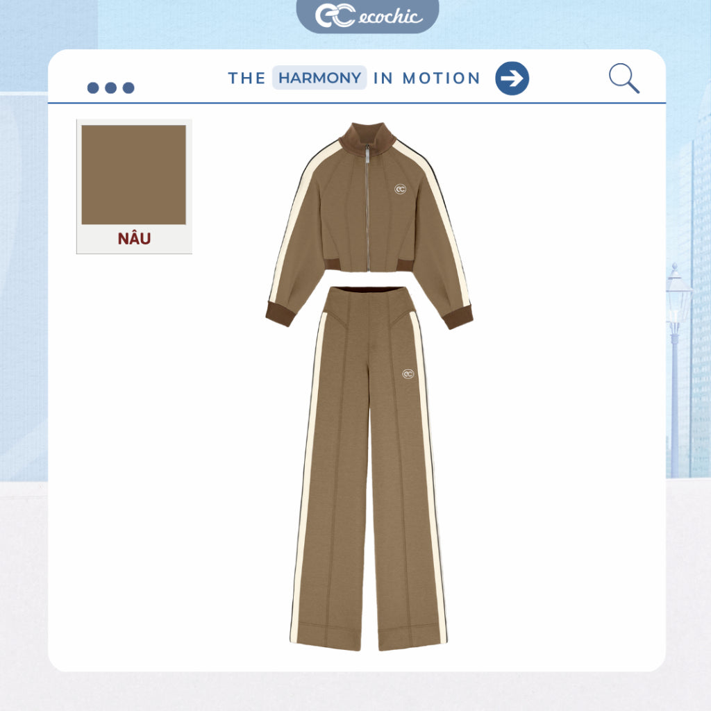 ECOCHIC FASHION Striped Skirt and Pants Set, Dynamic Sportswear, High Quality, Soft Material HNH B210 B211 B212