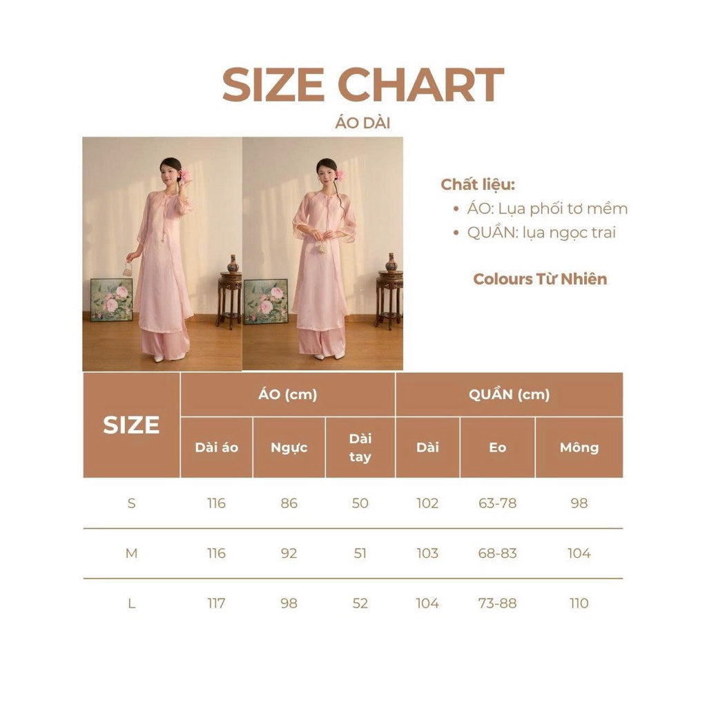 Pastel pink ao dai designed by Tu Nhien, soft silk mixed with silk, straight form, 4 light silk panels with silk pants - SD257 LANA DESIGN