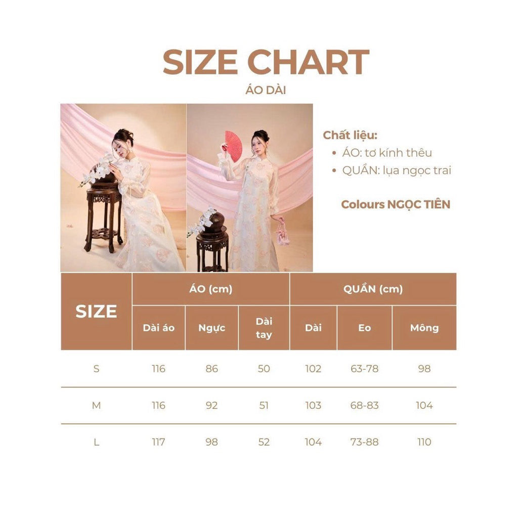 Ngoc Tien modernized ao dai in pink beige with delicate daffodil embroidery, high-quality silk mixed with glass – SD360 LANA DESIGN