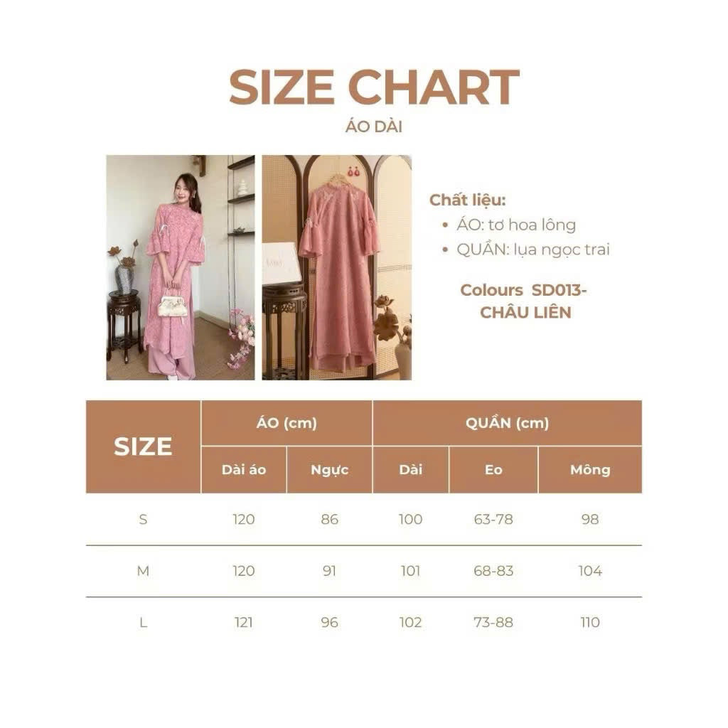 Chau Lien designed ao dai, straight cut, soft silk material with pearl silk, short sleeves, light bow tie - SD013 LANA DESIGN