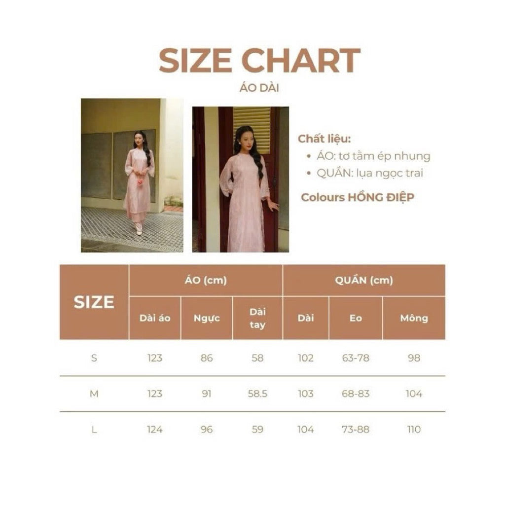 Hong Diep feminine ao dai with hidden velvet butterfly pattern, modernized ao dai made of high-quality silk, pink color - SD005