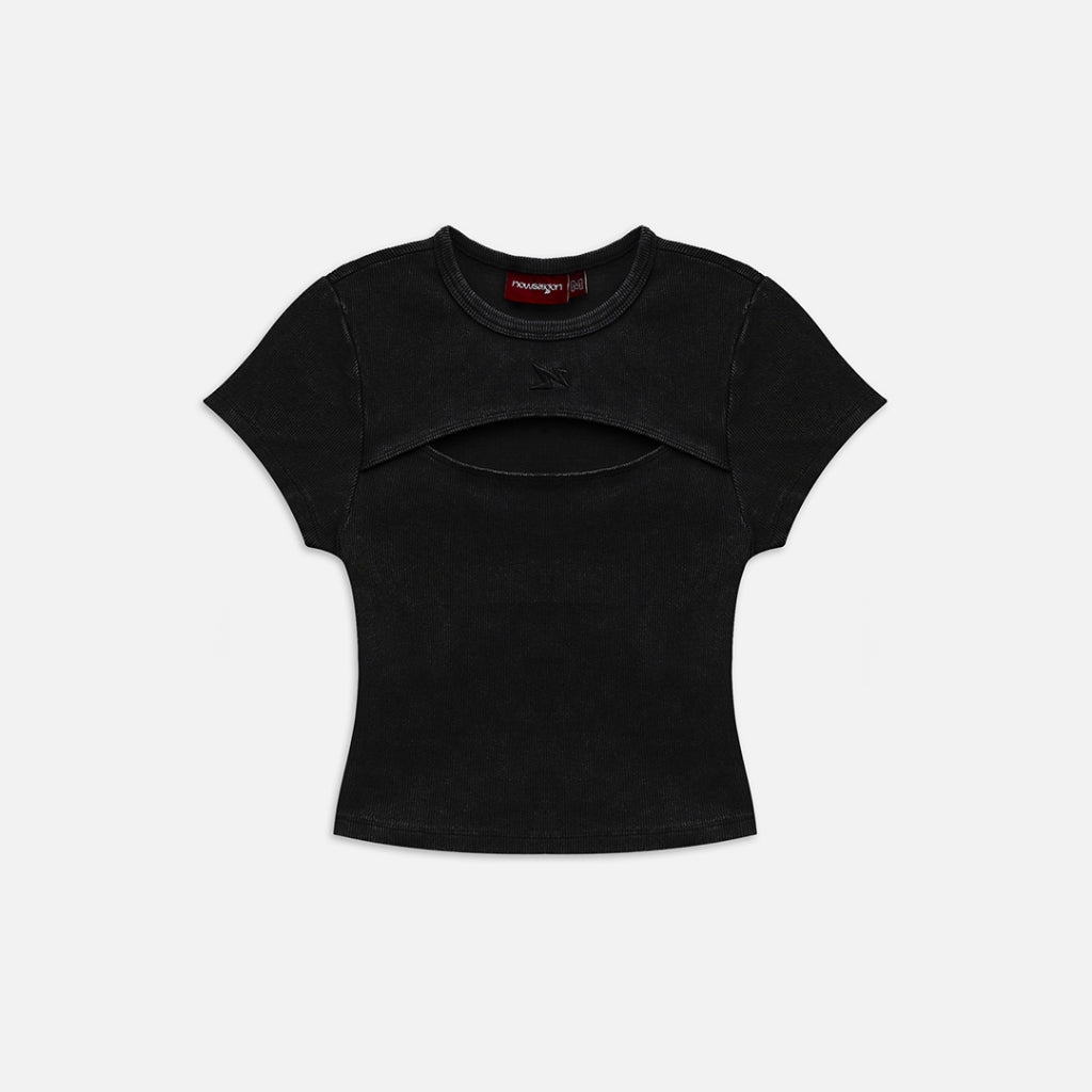 Áo thun NEEDS OF WISDOM Washed Ribbed Cutout Baby Tee - Local Brand Chính Hãng