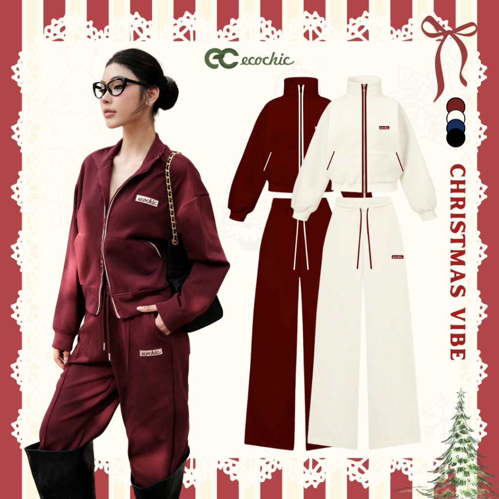 ECOCHIC AURORA GRACE Set - Two-Way Zip Polo Shirt, Premium Soft Fabric, Genuine B182