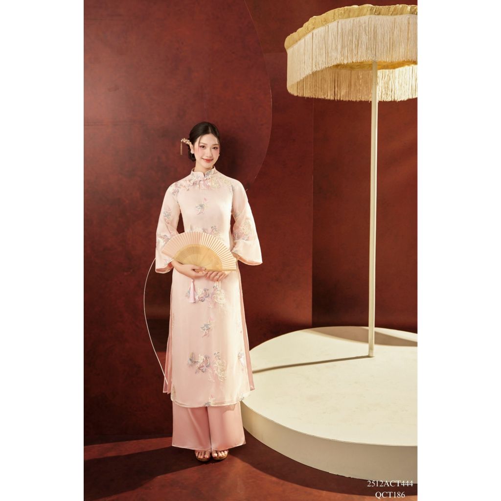 Traditional Tet Ao Dai dress with a delicate mandarin collar and buttons (Pants not included) 2512ACT444