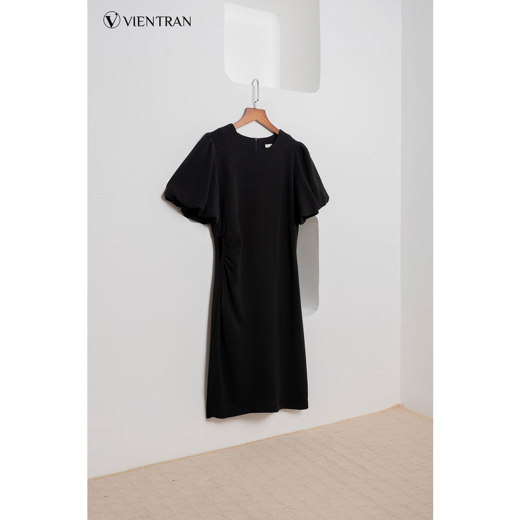 Women's A-line dress with flared sleeves and waist - Super flattering A-line women's one-piece dress with elastic waist VIENNE TRAN V63R21H006