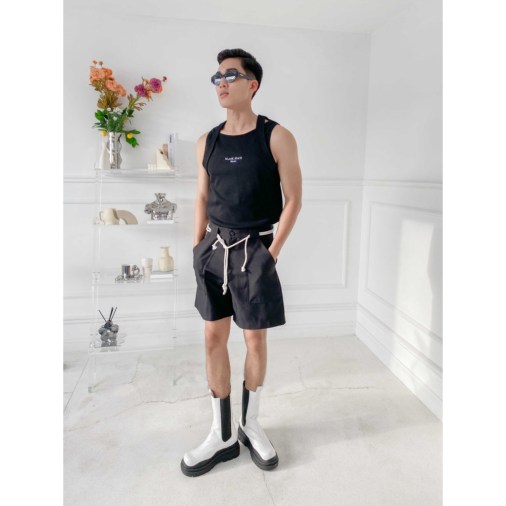 BLANKESPACE Quần Ngắn Elio Black Shorts Vải Cotton Sợi Chéo Thời Trang Nam Nữ Unisex