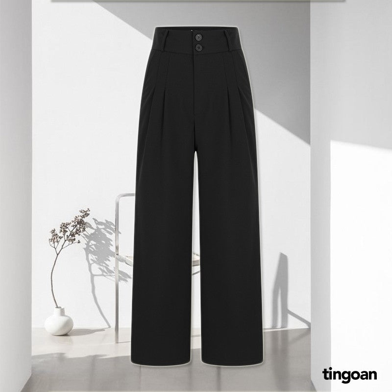 TINGOAN® - PEONY CULOTTES v2/BL wide-leg 2-button high-waist pants, latest version October 2023