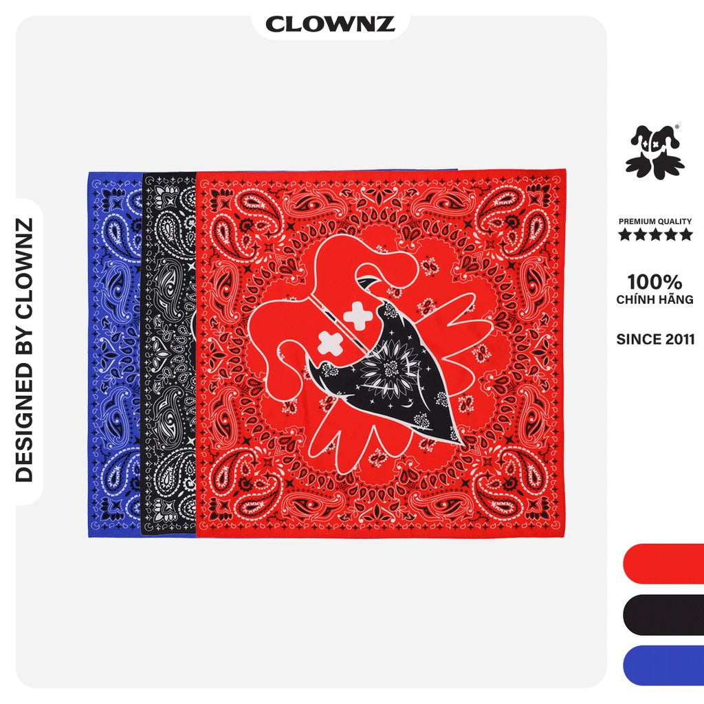 Clownz V1 local brand streetwear silk square scarf in many colors