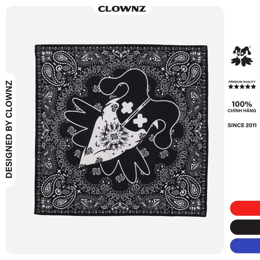 Clownz V1 local brand streetwear silk square scarf in many colors