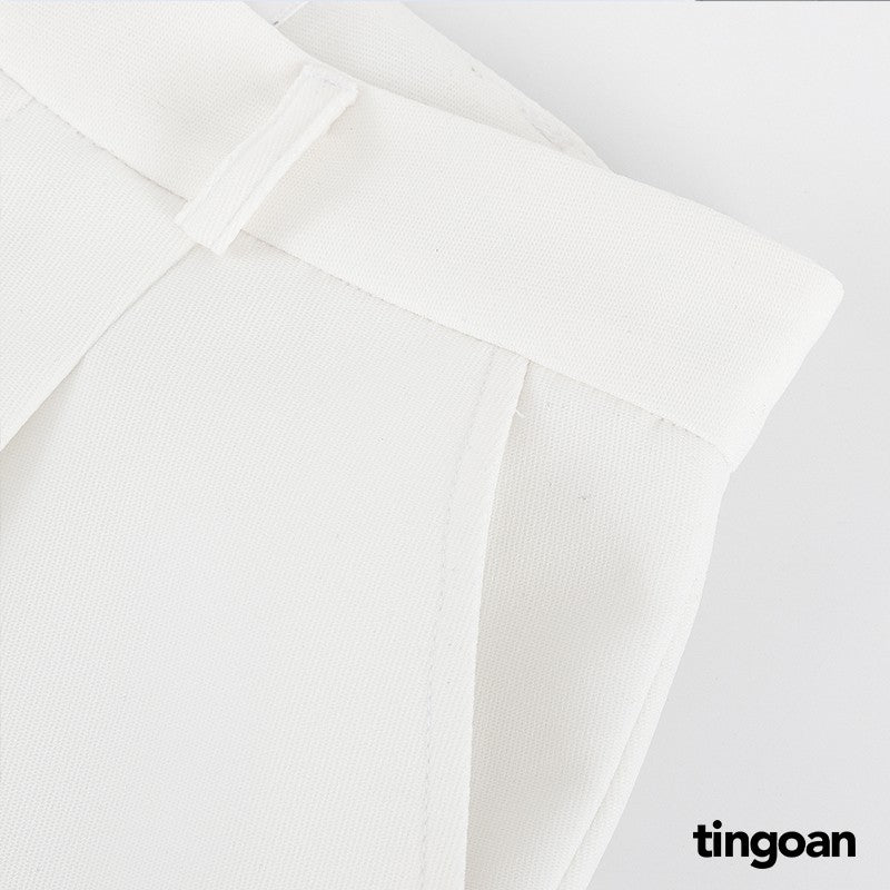 TINGOAN® - Quần shorts trắng cạp cao chiết ly eo JOCIE SHORTS/WH