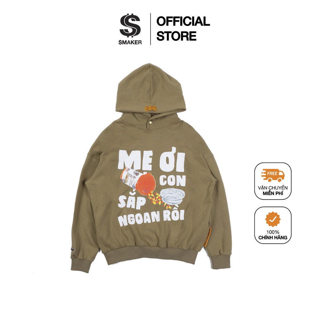 [SMAKER] Local Brand Men's and Women's Hoodie, Unisex brown cotton fleece - "ME OI" HOODIE IN TAN