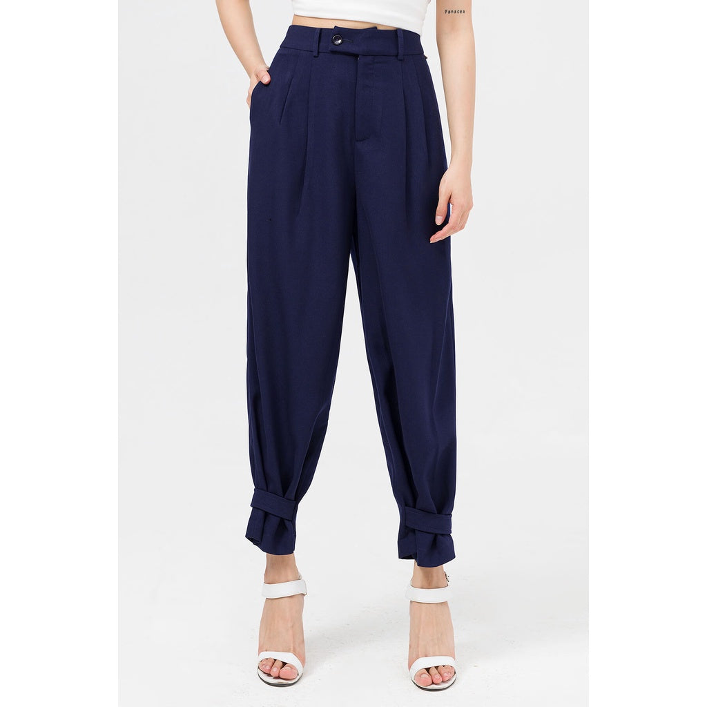 Women's baggy pants with hem - Baggy pants for school and office VIENNE TRAN V64K21Q007