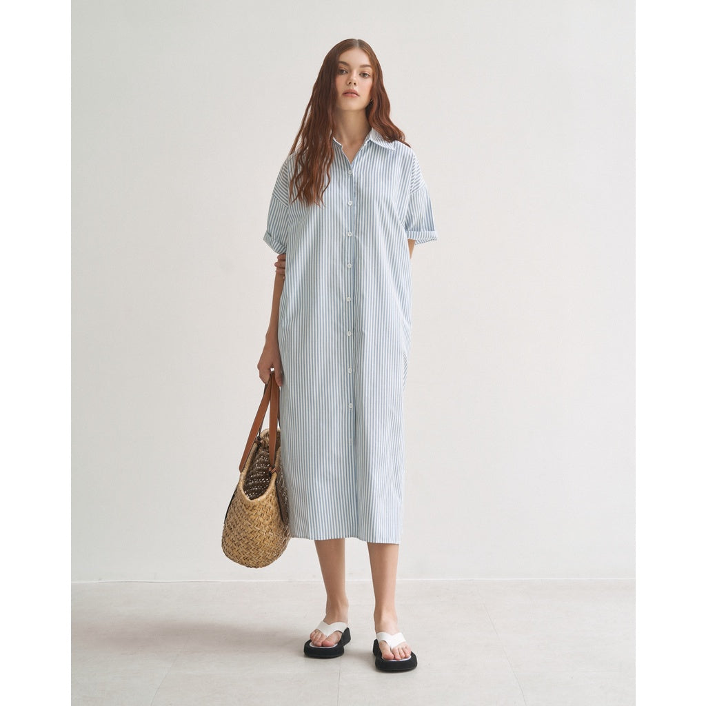 Bloude Blue Striped Shirt Dress | 3405 | Lana Official