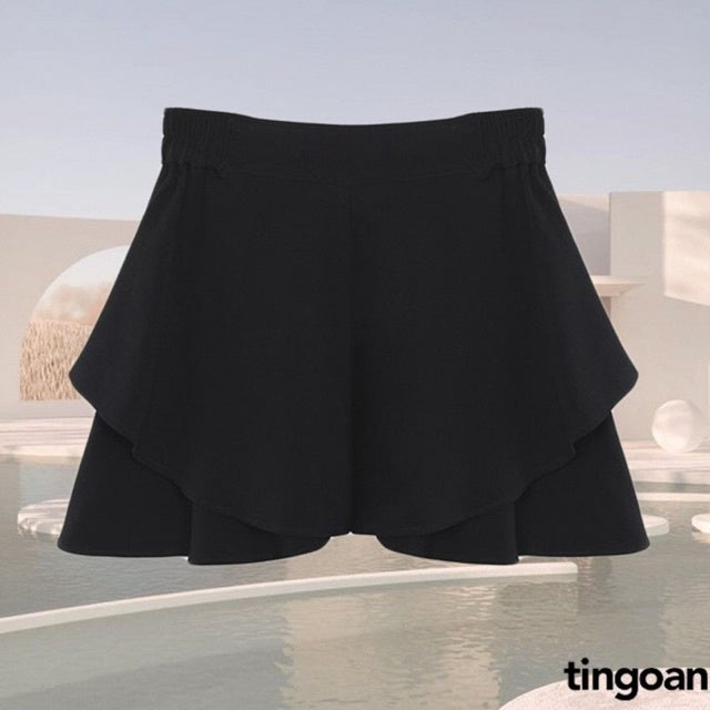 TINGOAN® - NORTHIE SKORTS/ BL VER2 black elastic waist 2-layer flared skirt pants latest version late June 2023