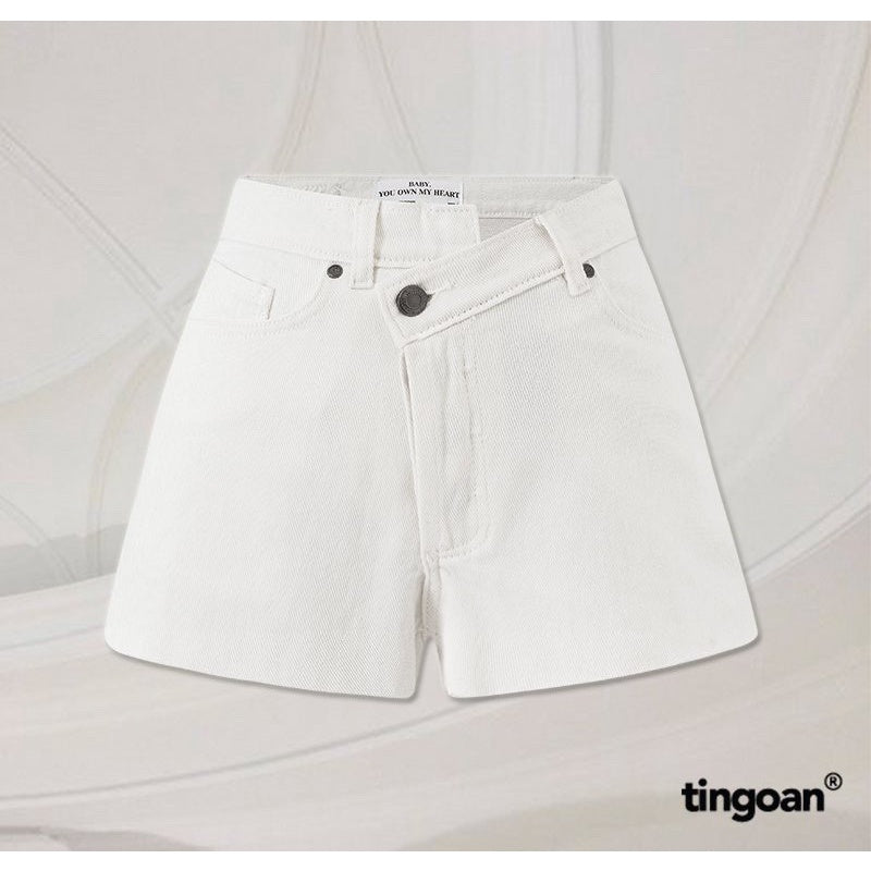 TINGOAN® - White bias cut denim shorts MASCARA JEANS SHORTS/WH