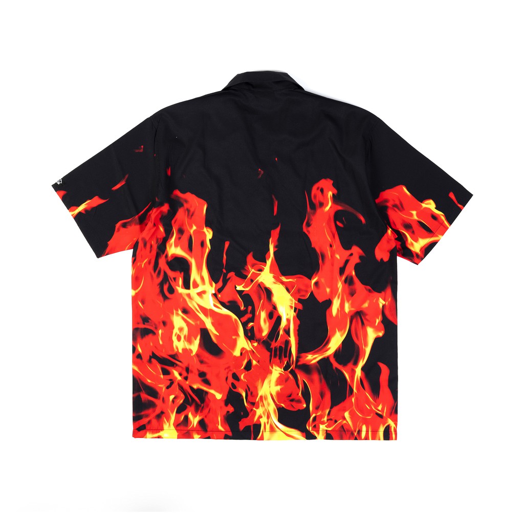 [SMAKER]  Áo sơ mi tay ngắn nam nữ Unisex hoạ tiết ngọn lửa form rộng, local brand chính hãng - "FLAMETHROWER" SHIRT