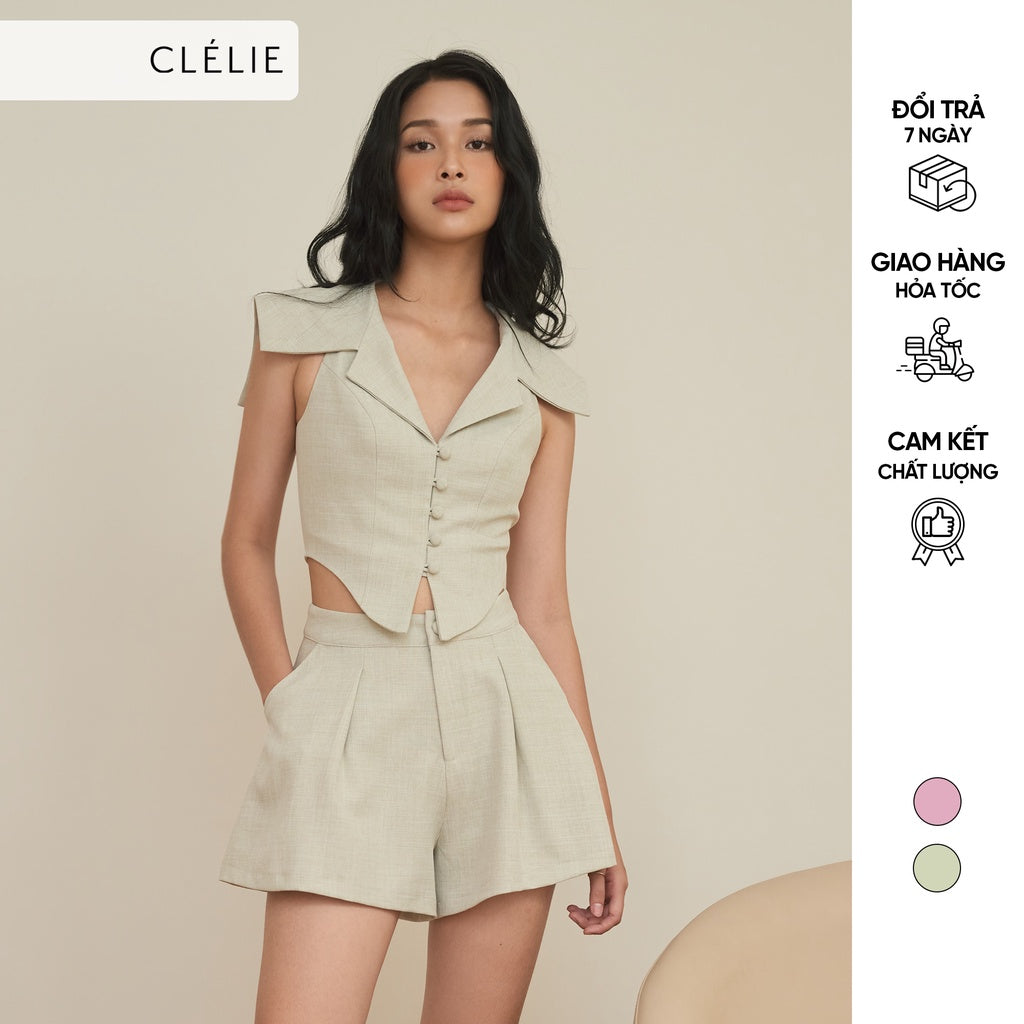 V-neck sleeveless shirt and wide-leg shorts set | AVIA SET - CLÉLIE 