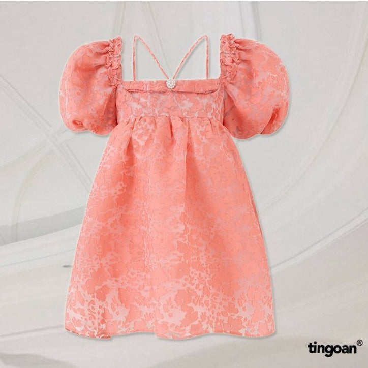 TINGOAN® - Áo babydoll bồng 3 lớp mặc được 2 kiểu vân hoa hồng kèm chi tiết đính cúc ngọc MINI HEART TOP/PK