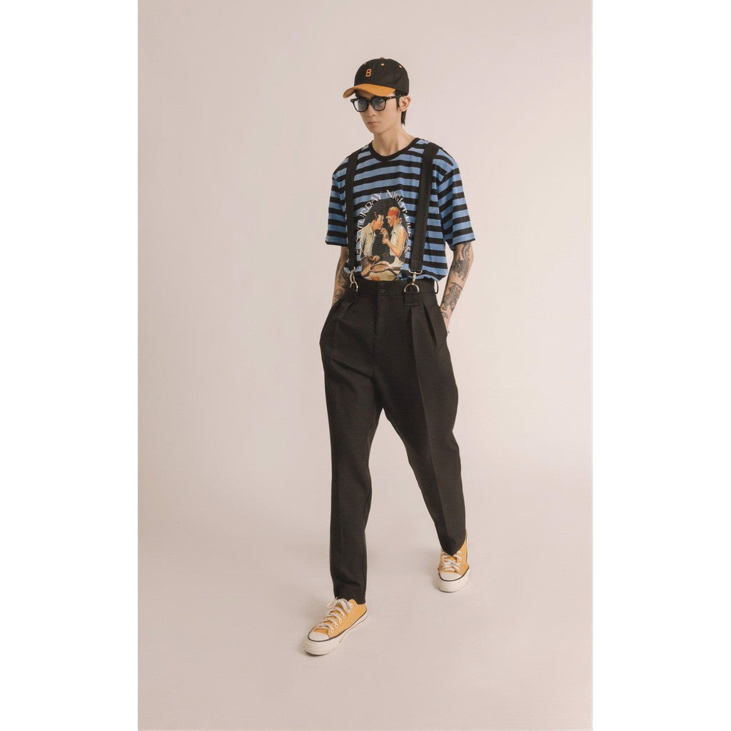 BLANKESPACE Quần Ống Rộng Clown Black Pants Vải Cotton Sợi Chéo Thời Trang Nam Nữ Unisex