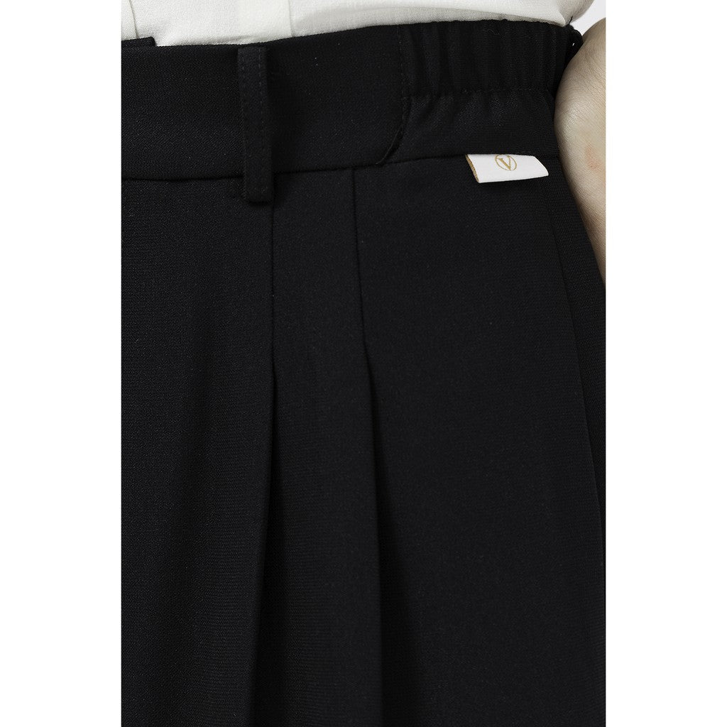 Women's Wide Leg Trousers with Ripped Buttons and Elastic Ribs - Office Straight Straight Leg Pants VIENNE TRAN V64W21Q001