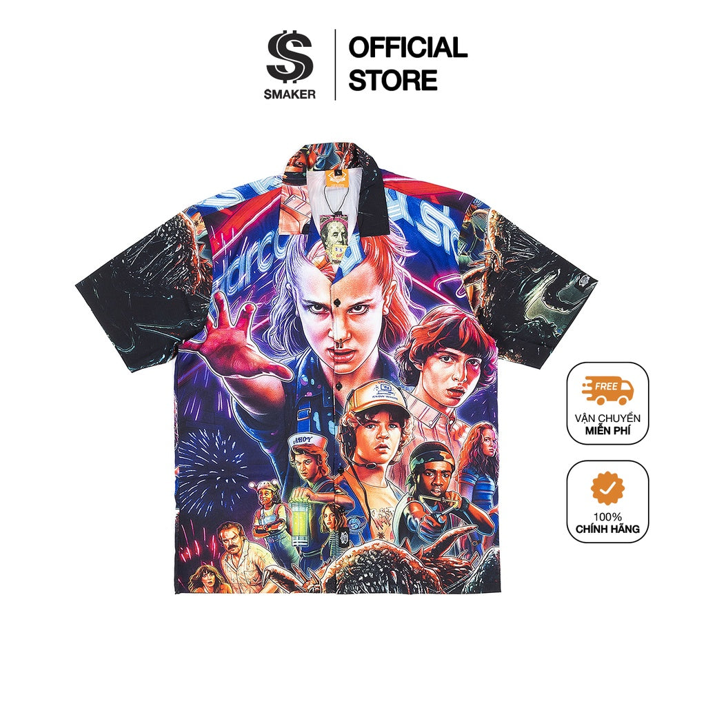 [SMAKER]  Áo sơ mi tay ngắn nam nữ Unisex, local brand chính hãng - "STRANGER THINGS" SHIRT