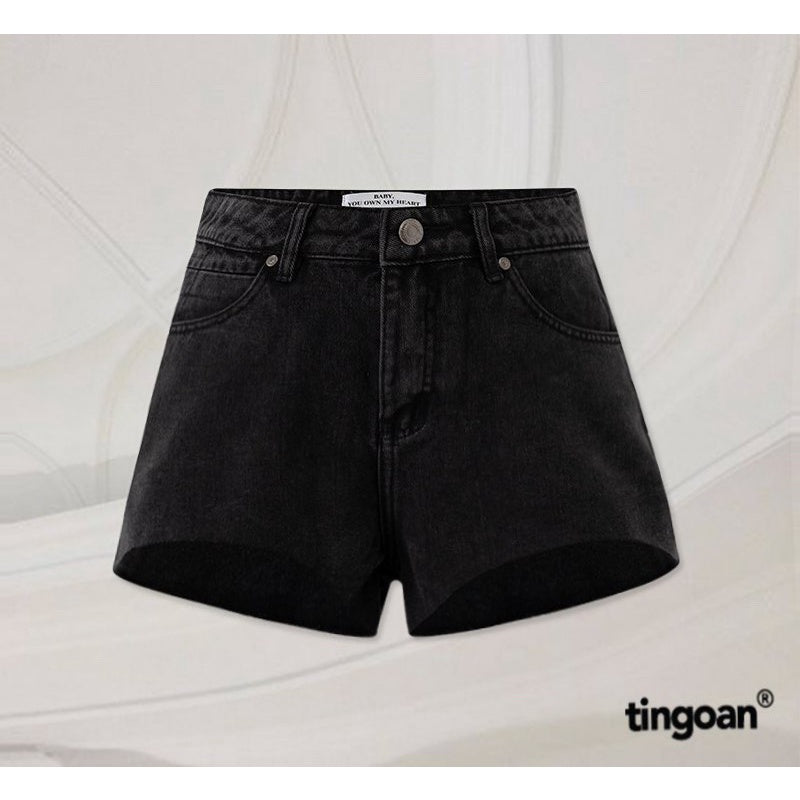 TINGOAN® - XOXO JEANS SHORTS/LC cropped hem-trimmed denim shorts