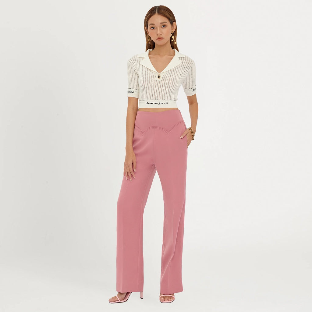 DEAR JOSÉ - Rosey pink polyester Gabrielle trousers