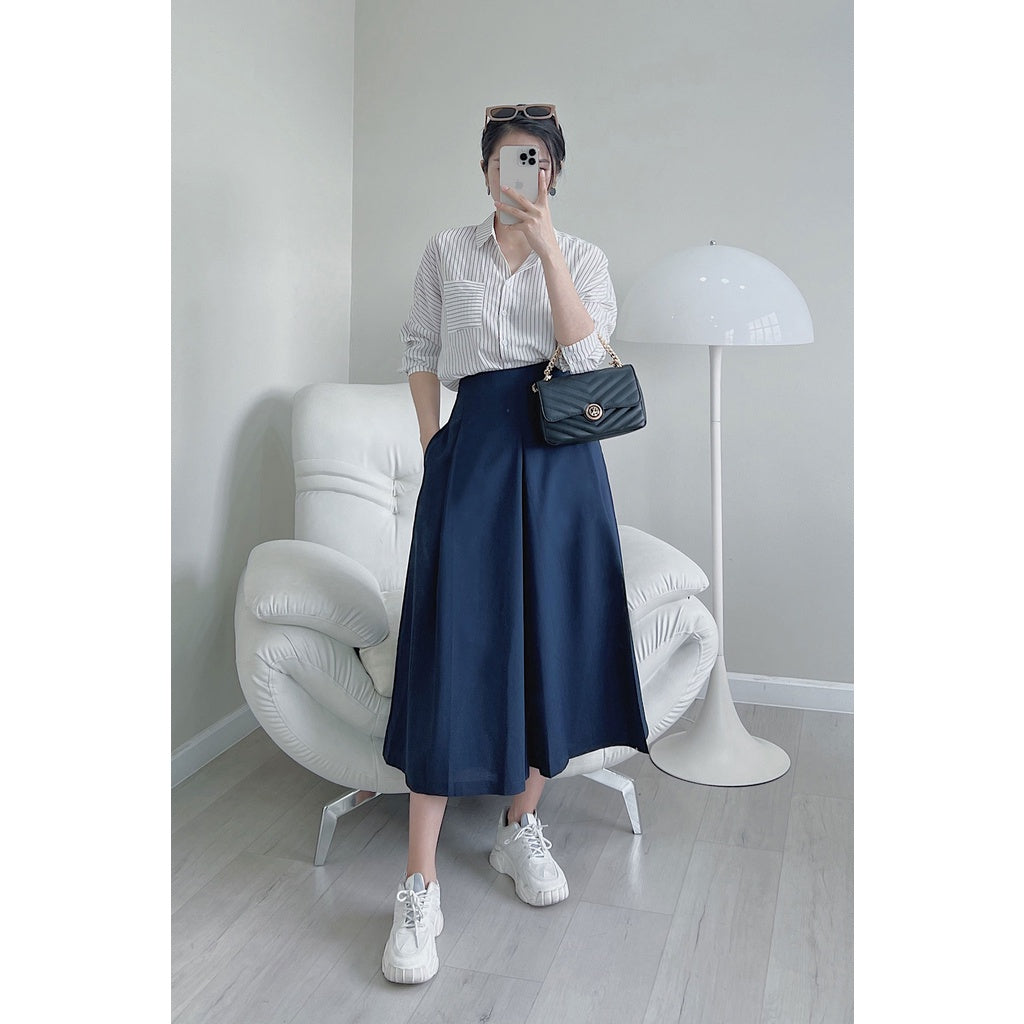 Women's wide leg faux skirt pants - Elegant office style wide leg faux skirt pants VIENNE TRAN V64W21Q020