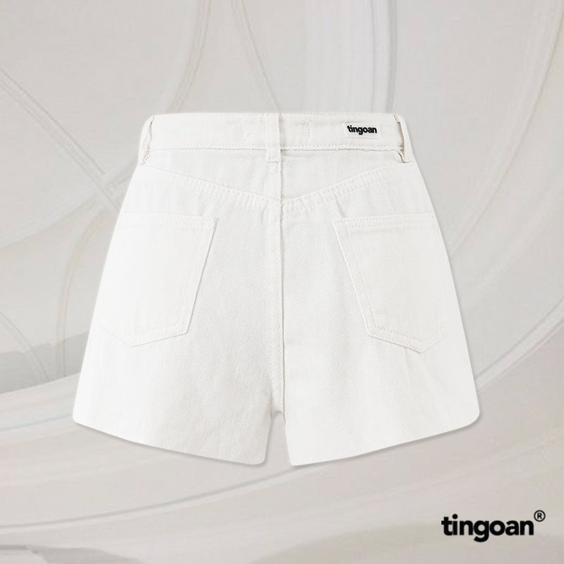 TINGOAN® - White hem cut denim shorts XOXO JEANS SHORTS/WH