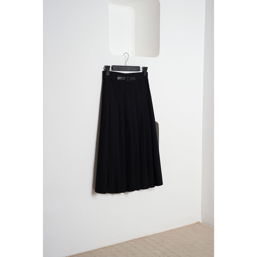 Women's flared midi skirt - Long flared pleated skirt with back zipper VIENNE TRAN V62L21Q005