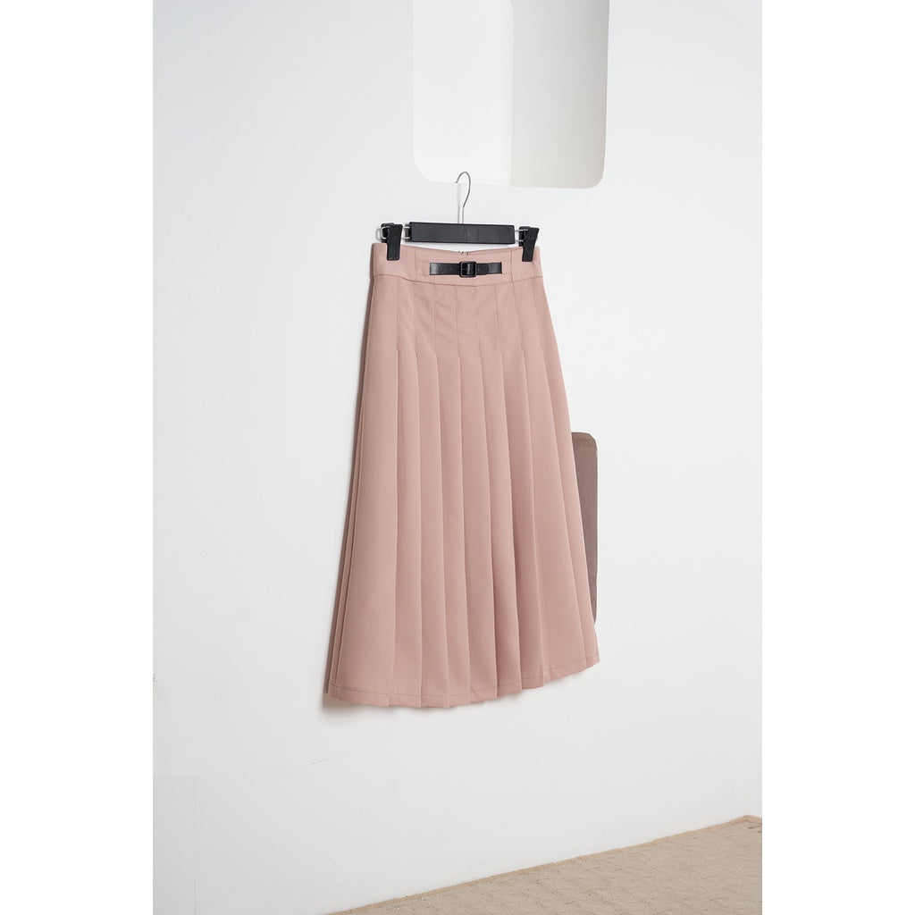 Women's flared midi skirt - Long flared pleated skirt with back zipper VIENNE TRAN V62L21Q005