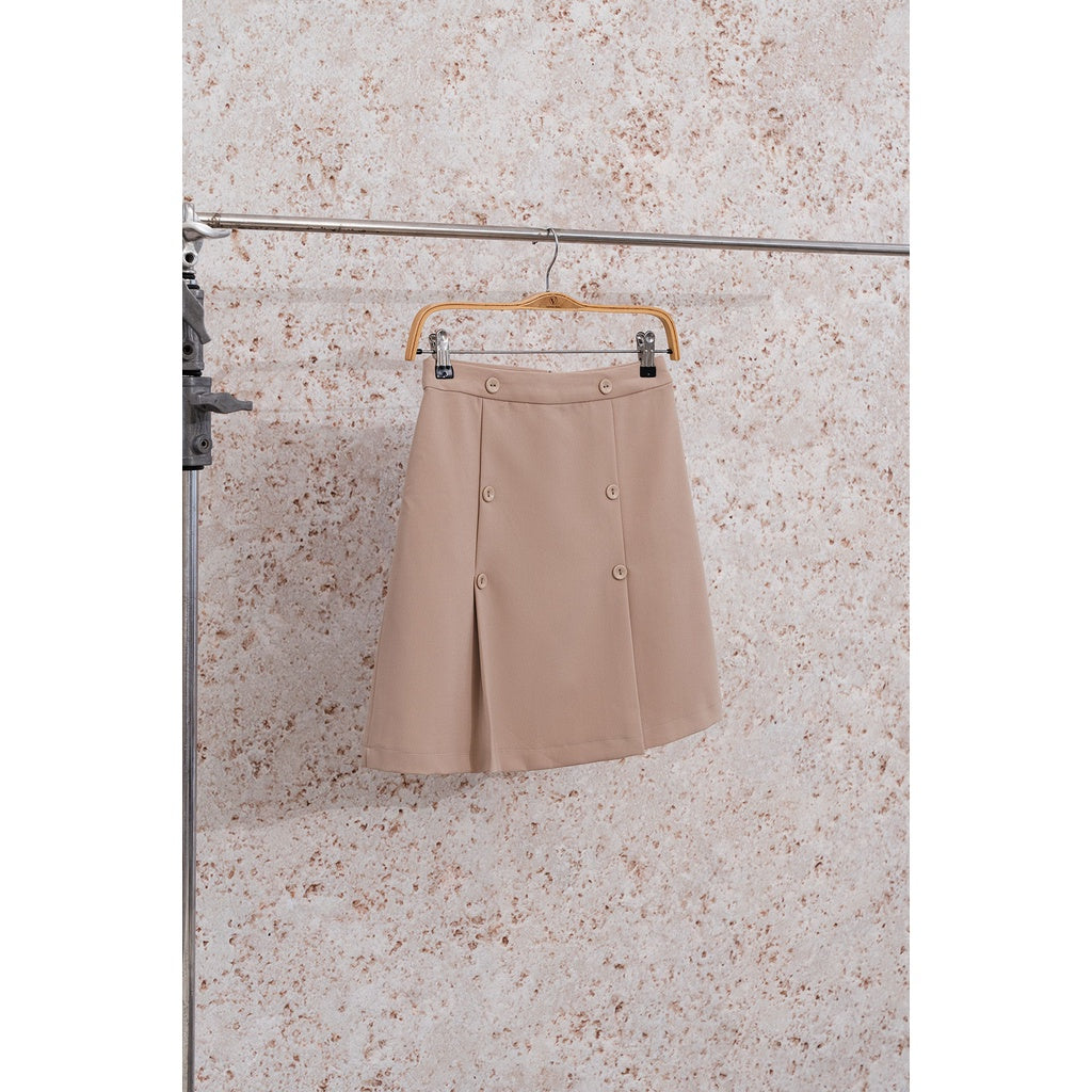 Women's A-line pleated skirt, 2 layers - A-line short skirt VIENNE TRAN V62R19Q010