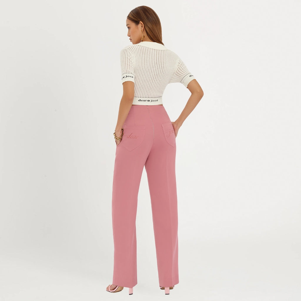 DEAR JOSÉ - Rosey pink polyester Gabrielle trousers