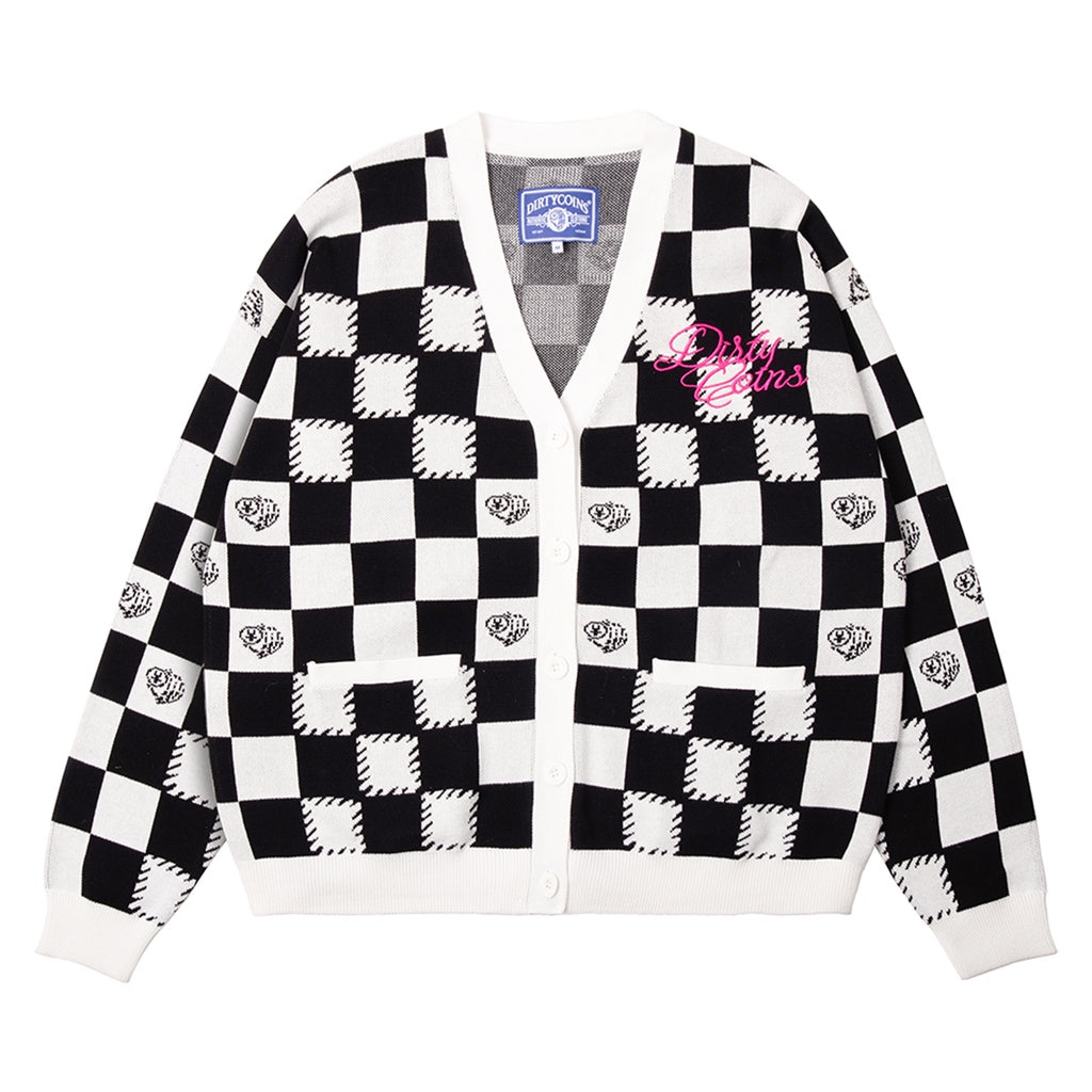 DirtyCoins Checkerboard Knit Cardigan