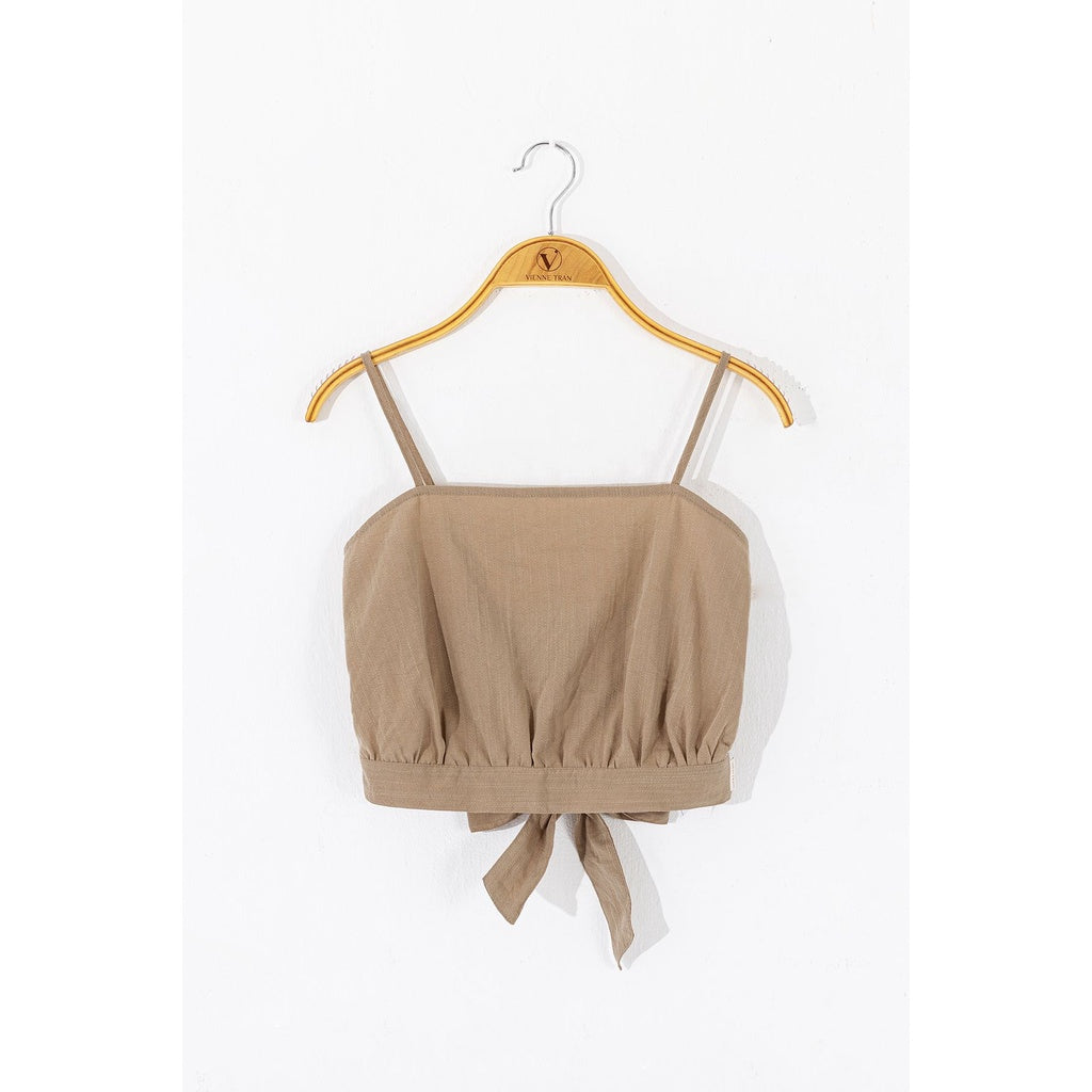 Women's croptop with open back - Super cute beach shirt with bow tied in the back VIENNE TRAN V61R21H049