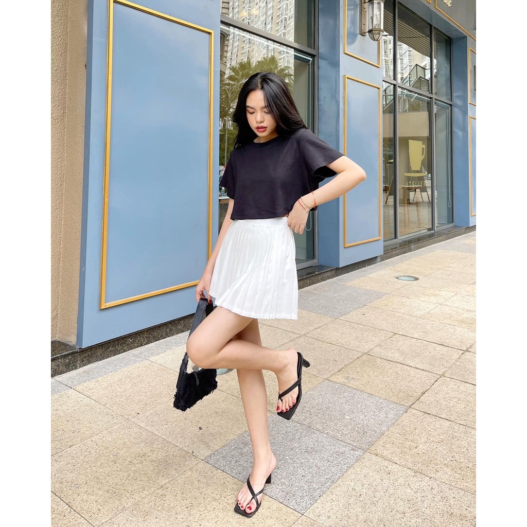 Áo crop-top tay ngắn cổ tròn | BASIC CROP-TOP - CLÉLIE