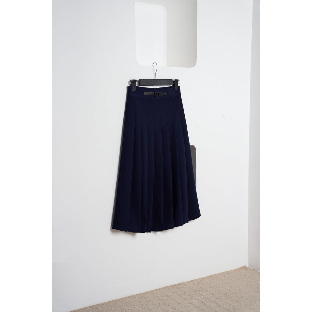 Women's flared midi skirt - Long flared pleated skirt with back zipper VIENNE TRAN V62L21Q005