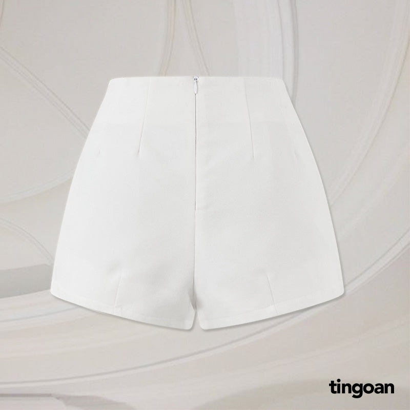 TINGOAN® - Quần shorts ngắn hack hông chiết ly eo đen RUN2U SHORTS/WH