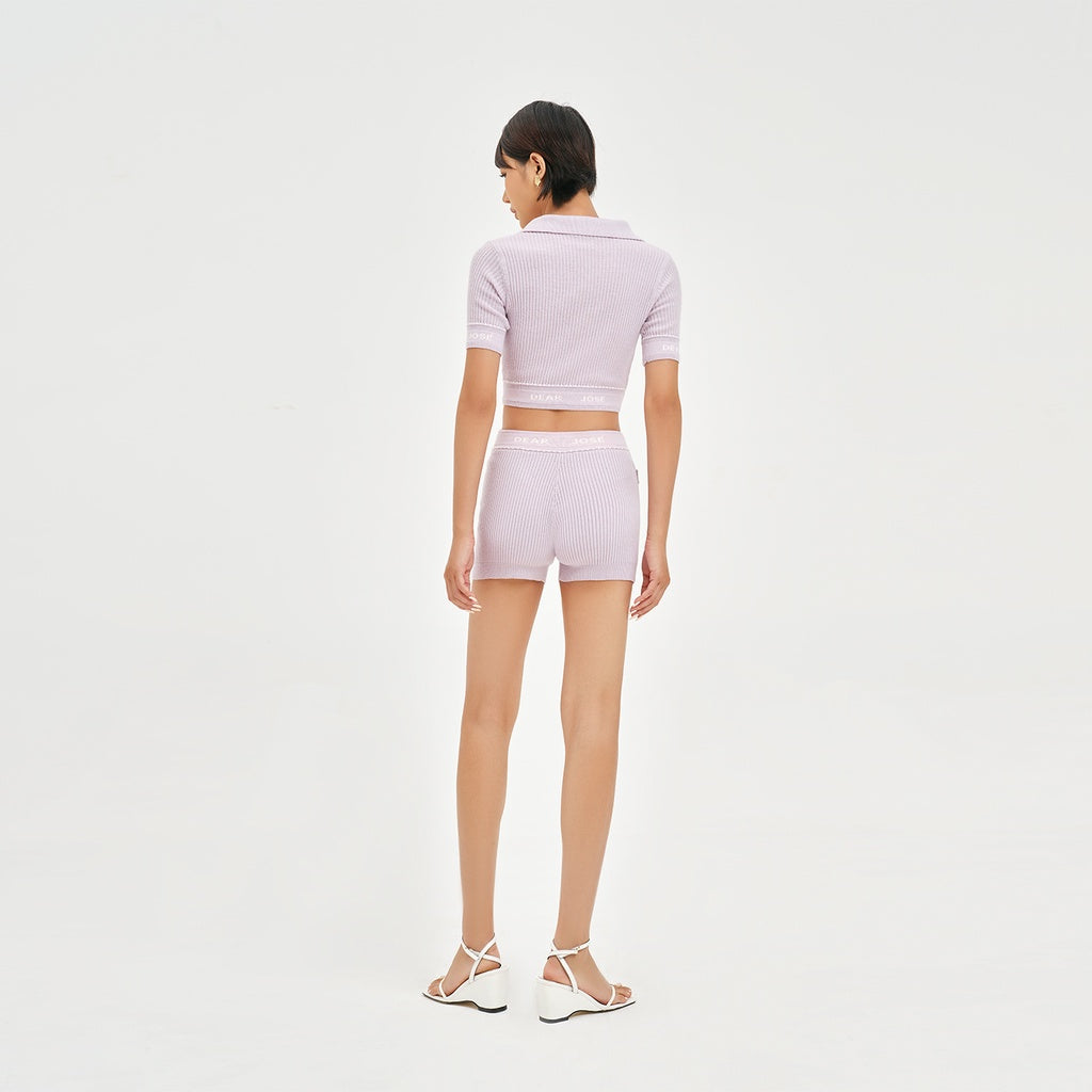 DEAR JOSÉ - Purple ribbed wool Pony shorts