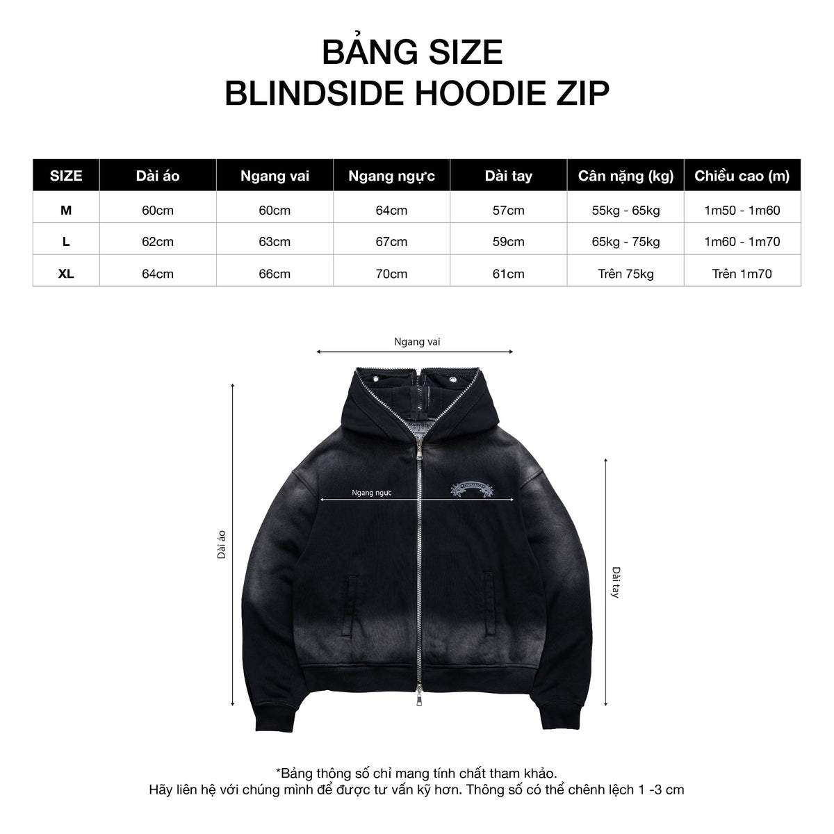 Áo Khoác Blindside Boxy Hoodie Zip - Local Brand Chính Hãng