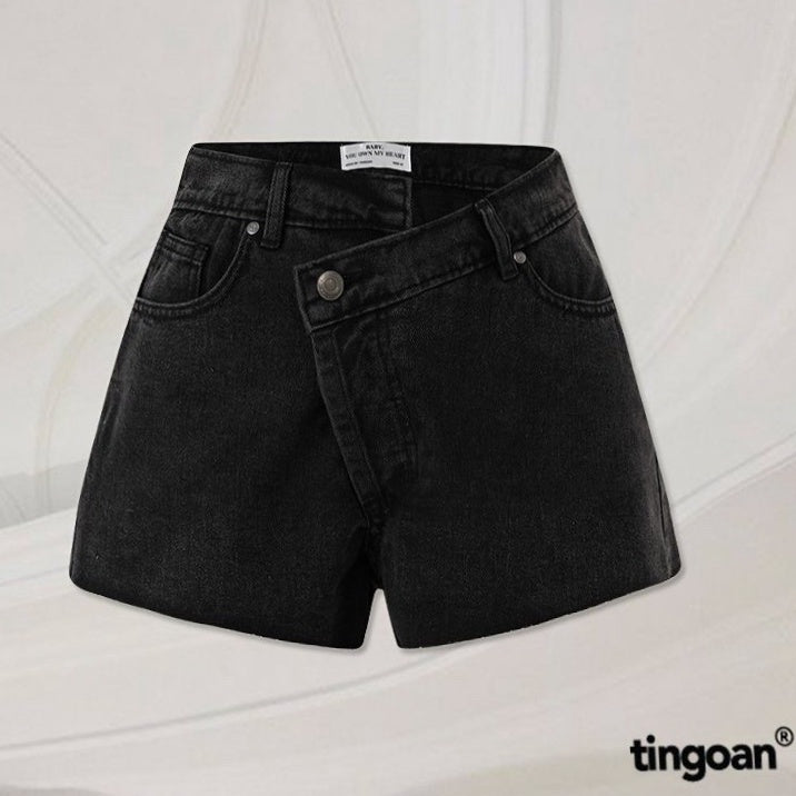 TINGOAN® - Cropped denim shorts in rat color MASCARA JEANS SHORTS/LC