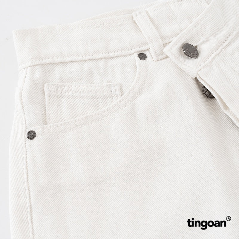 TINGOAN® - White bias cut denim shorts MASCARA JEANS SHORTS/WH