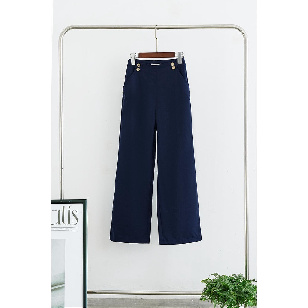 Women's wide-leg pants with buttons VIENNE TRAN V64W21Q023