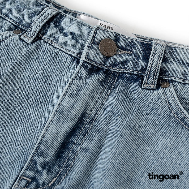 TINGOAN® - XOXO JEANS SHORTS/BLUE denim shorts with blue trim