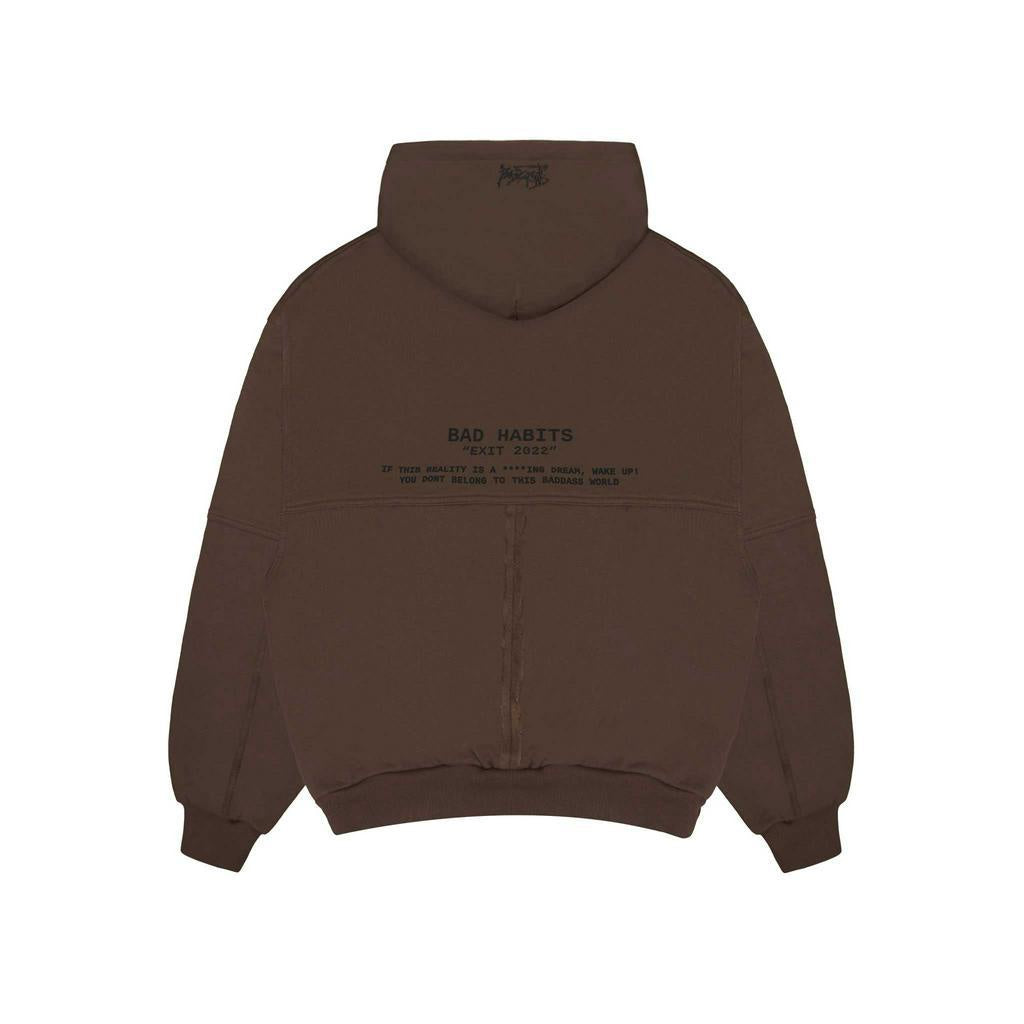 Bad Habits Boxy Halfzip Hoodie - Moca Brown - Genuine Local Brand