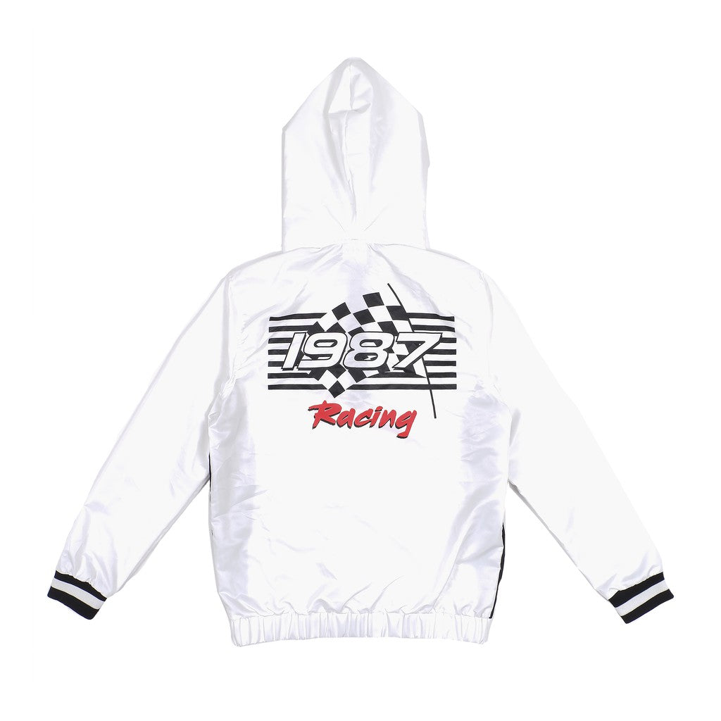 [SMAKER] Áo Hoodie Sweater Local Brand màu trắng, chất nylon cao cấp Unisex Outerwears - "RACING TEAM" HOODIE IN WHITE